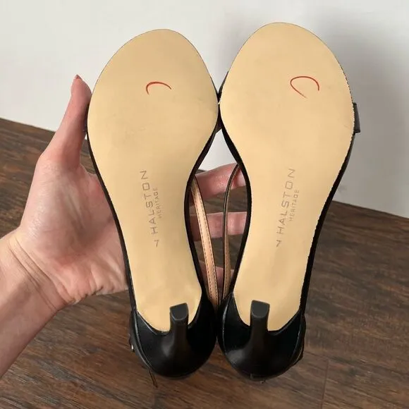 Halston Evie Leather Strappy Heels NWOT