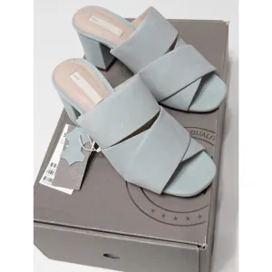 H&amp;M Premium Collection Suede Leather Open Toe Mid Heel Mules Women's Size 5.5