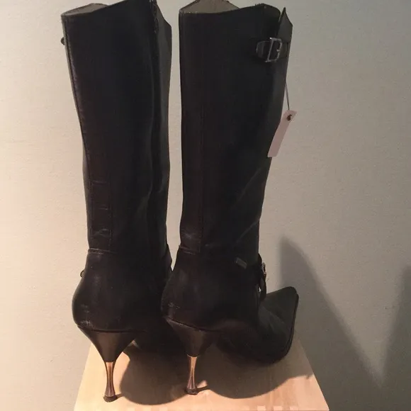 Harley Davidson blk leather stiletto midcalf boot