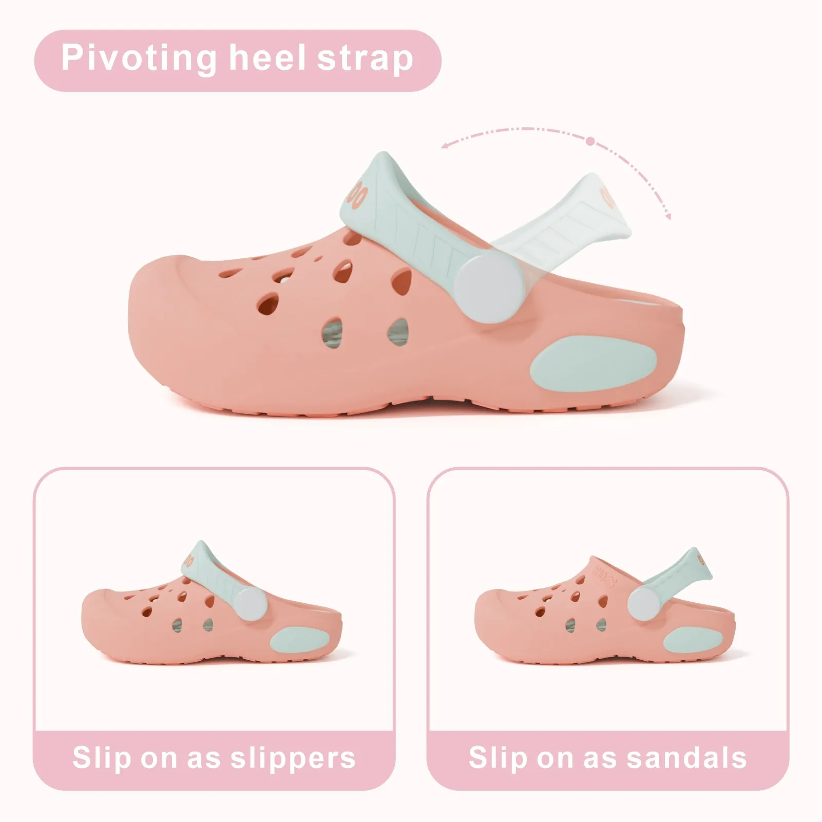 HEIGOO Kids Silicone Clogs – Non-Slip, Safe, Soft & Comfy – Pink