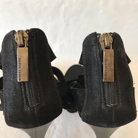 Herve Leger Black Strappy Bejeweled High Heels