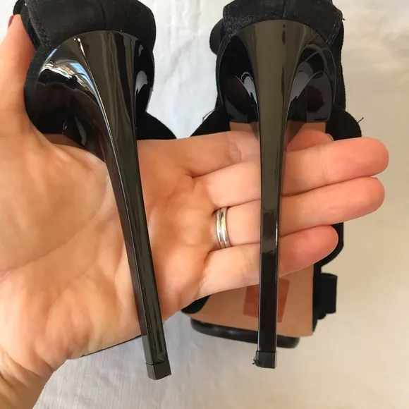 Herve Leger Black Strappy Bejeweled High Heels