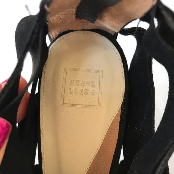 Herve Leger Black Strappy Bejeweled High Heels