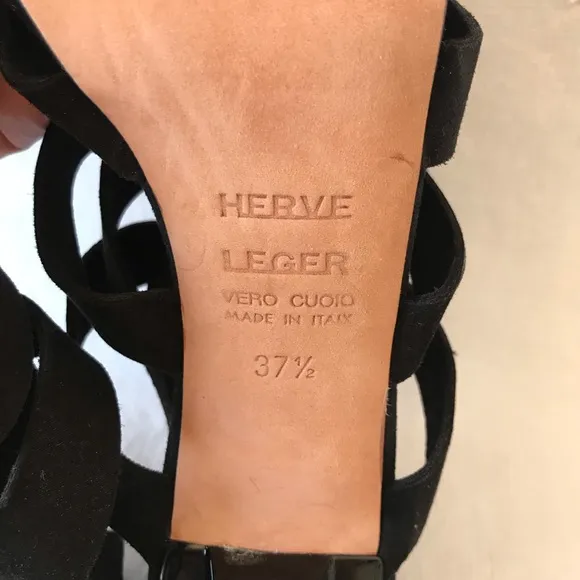Herve Leger Black Strappy Bejeweled High Heels