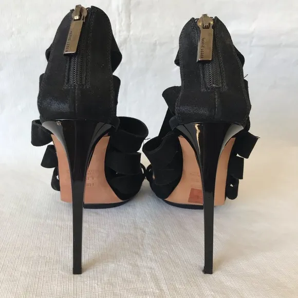 Herve Leger Black Strappy Bejeweled High Heels