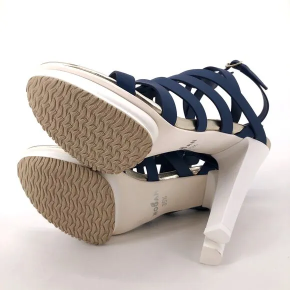 Hogan Pantone Blue Strappy Platform Heels Sz 5.5