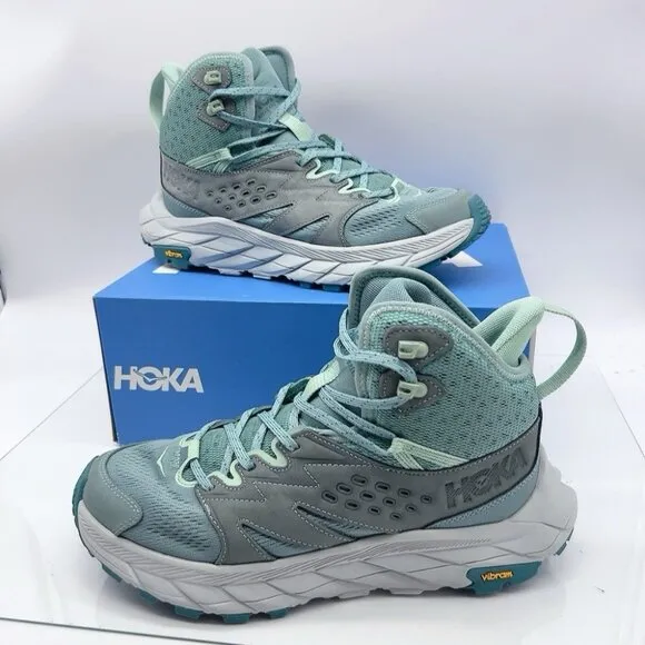 Hoka One One Anacapa Breeze Mid Hiking Trail Shoe Boots Mist Green Women US 10