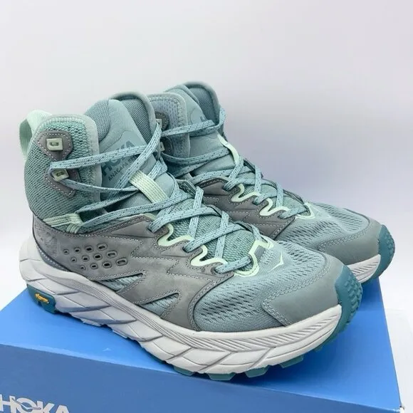 Hoka One One Anacapa Breeze Mid Hiking Trail Shoe Boots Mist Green Women US 10