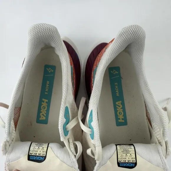 Hoka One One Mach 5 White Red Blue Running Shoes Men's Size 9.5D