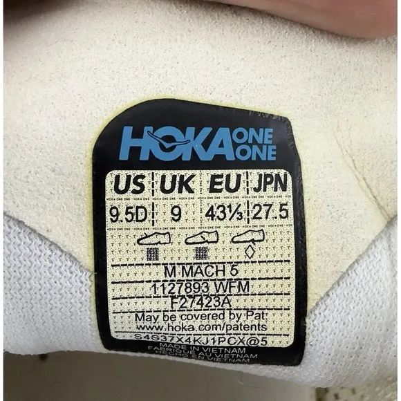 Hoka One One Mach 5 White Red Blue Running Shoes Men's Size 9.5D