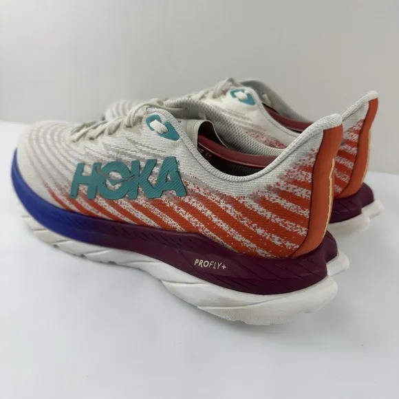Hoka One One Mach 5 White Red Blue Running Shoes Men's Size 9.5D