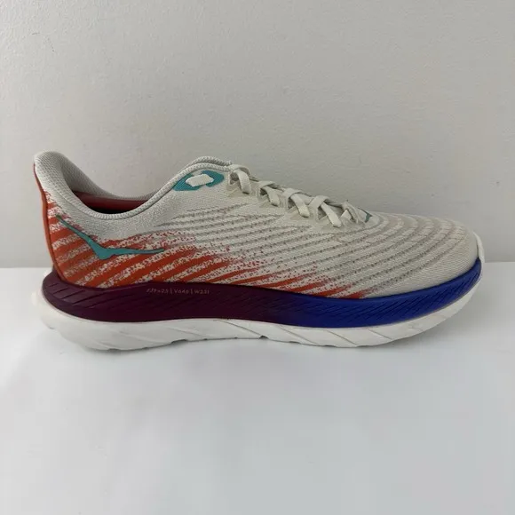 Hoka One One Mach 5 White Red Blue Running Shoes Men's Size 9.5D