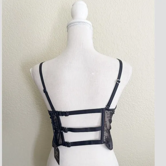 Honey Birdette Remy Black Lace Bustier Size 34C