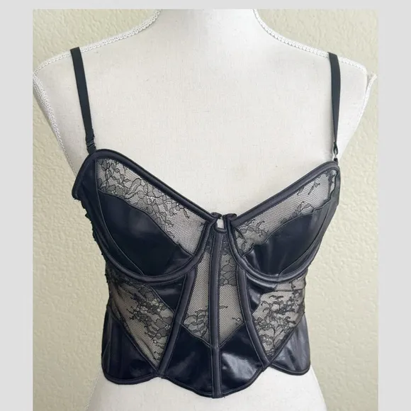 Honey Birdette Remy Black Lace Bustier Size 34C
