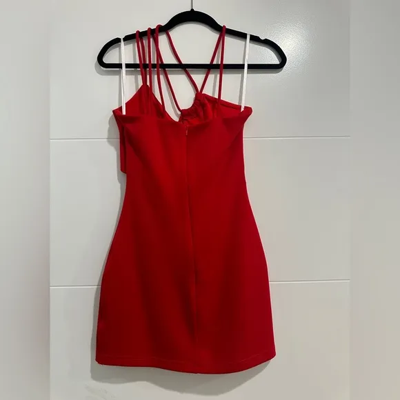 H:ours Revolve Tasha Cherry Red Cut-Out Mini DressBold Strappy Design Holiday S