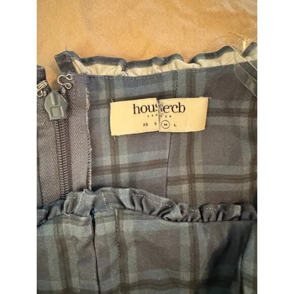 House of CB DELIA BLUE TARTAN MIDI DRESS NWOT