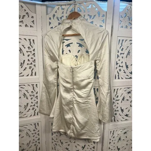 House of CB Toira Ivory Draped Corset Mini Dress Size S Small