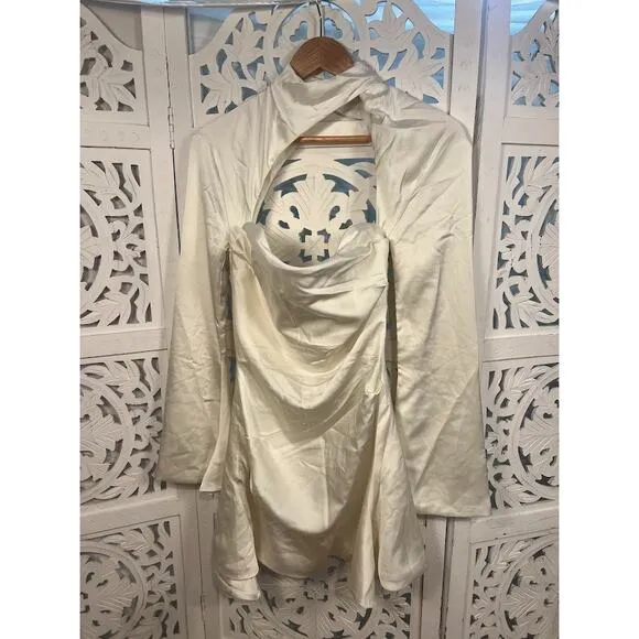 House of CB Toira Ivory Draped Corset Mini Dress Size S Small