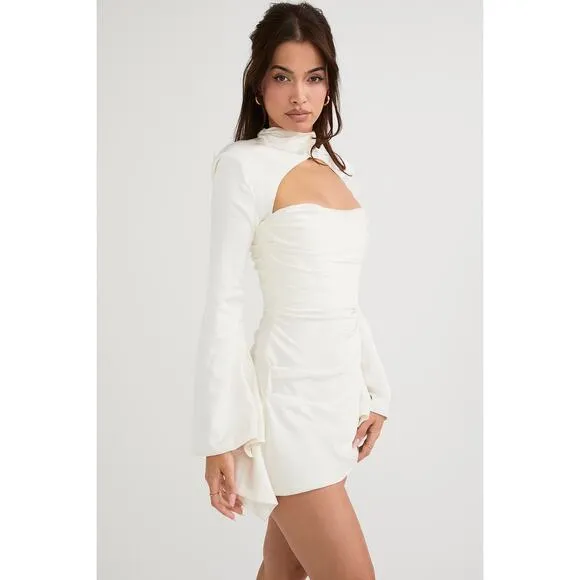 House of CB Toira Ivory Draped Corset Mini Dress Size S Small