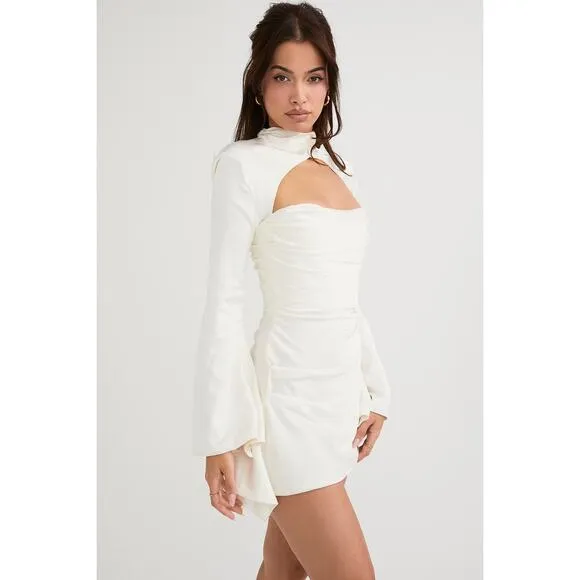 House of CB Toira Ivory Draped Corset Mini Dress Size XS Extra Small