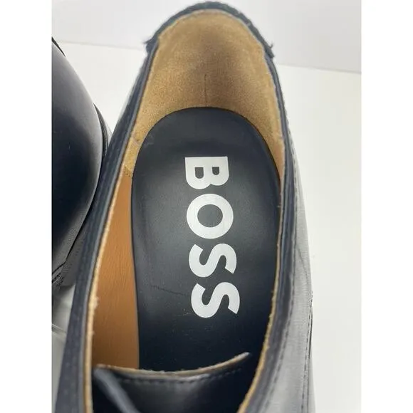 HUGO BOSS Black Leather Boheme Dress Oxfords Derby Shoes Mens (9) Italy 50432959