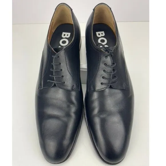 HUGO BOSS Black Leather Boheme Dress Oxfords Derby Shoes Mens (9) Italy 50432959