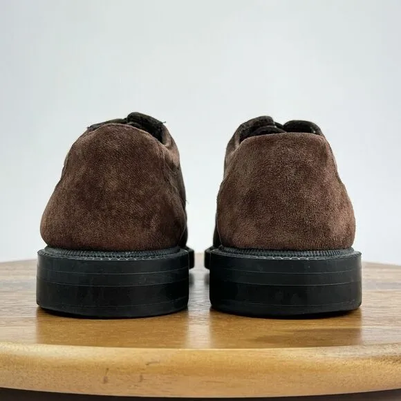 Hush Puppies Brown Suede Comfort Lace Up Plain Toe Dress Shoes Oxfords Size 11 M