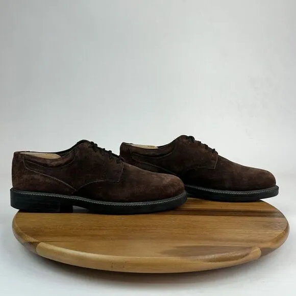 Hush Puppies Brown Suede Comfort Lace Up Plain Toe Dress Shoes Oxfords Size 11 M