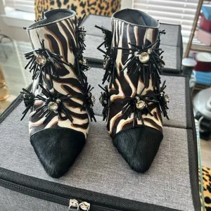 I Am Jenifer Le Women’s Zebra Print Slip On Ankle Mules - Size 10