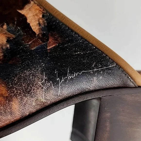 Icon Women's Leather Tan Wearable Art Western Horses Heeled Mules Shoes Size 7