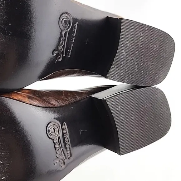 Icon Women's Leather Tan Wearable Art Western Horses Heeled Mules Shoes Size 7