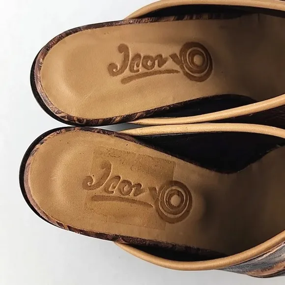 Icon Women's Leather Tan Wearable Art Western Horses Heeled Mules Shoes Size 7