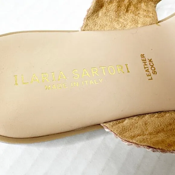 Ilaria Sartori Woven Raffia Sandals Size 9 Made in Italy Boho Chic Summer Slides