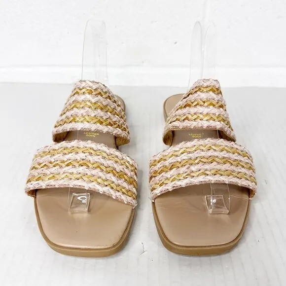 Ilaria Sartori Woven Raffia Sandals Size 9 Made in Italy Boho Chic Summer Slides