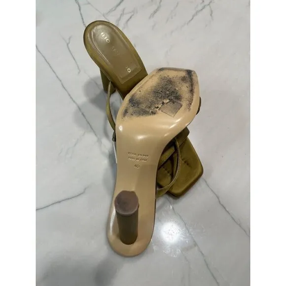 ILIO SMERALDO X Maeve Reilly Strappy Mules in Olive 40 With Box Womens High Heel