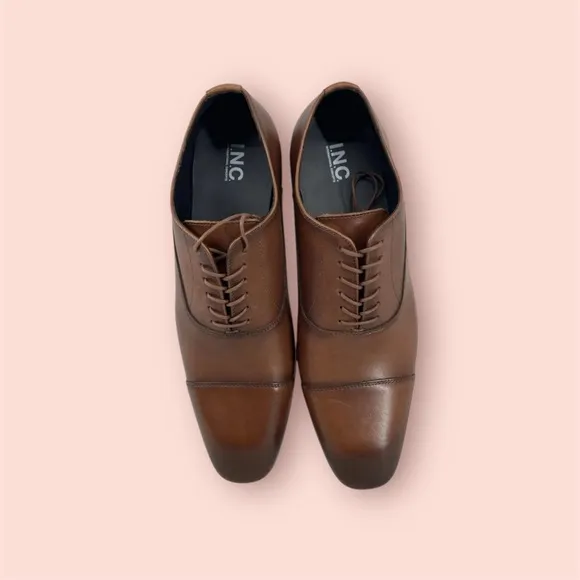 INC International Concepts Brown Oxford Shoes Cap-Toe Design