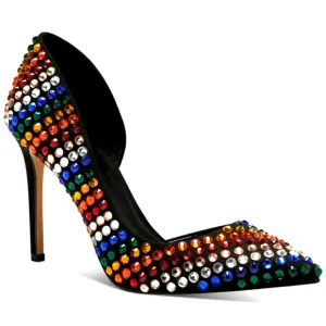 INC POINTED TOE EVENING D'ORSAY HEELS NWT Evening Rainbow Rhinestone Pumps