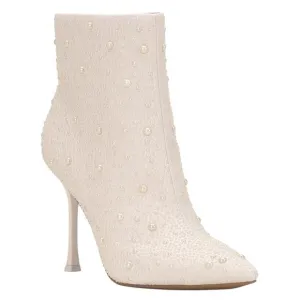INC Women Rakima Embellished Pointy Toe Dress Booties Off White Pearl Size 7 1/2