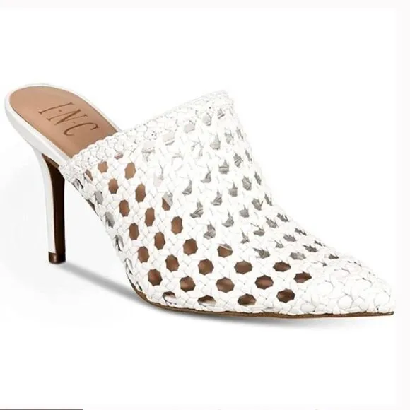 INC International Concepts White  Pointed Toe Mules Size 8 NWT