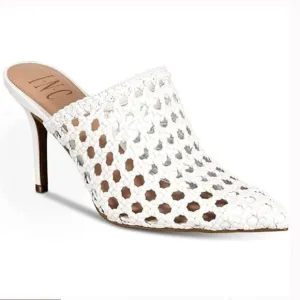 INC International Concepts White  Pointed Toe Mules Size 8 NWT