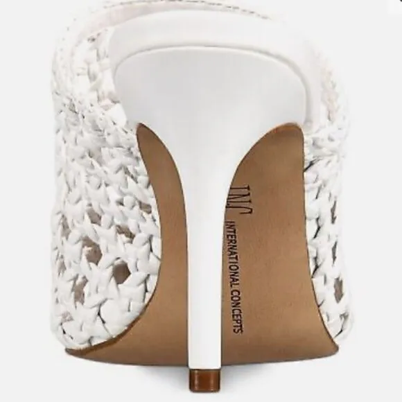 INC International Concepts White  Pointed Toe Mules Size 8 NWT