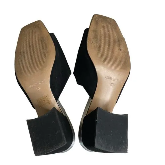 ISLO by Isabella Russo Black Suede Mules Tassel Front Detail Heels Women’s 37