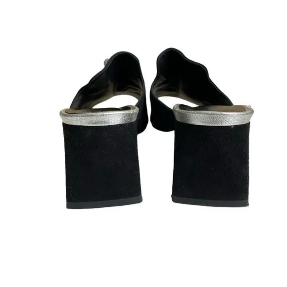 ISLO by Isabella Russo Black Suede Mules Tassel Front Detail Heels Women’s 37