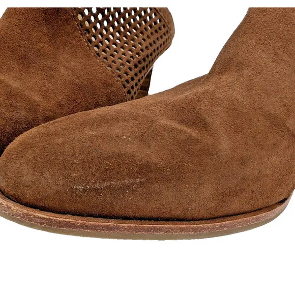 Italeau Made in Italy Perforated Brown Mules Suede Heels Shoes 9.5