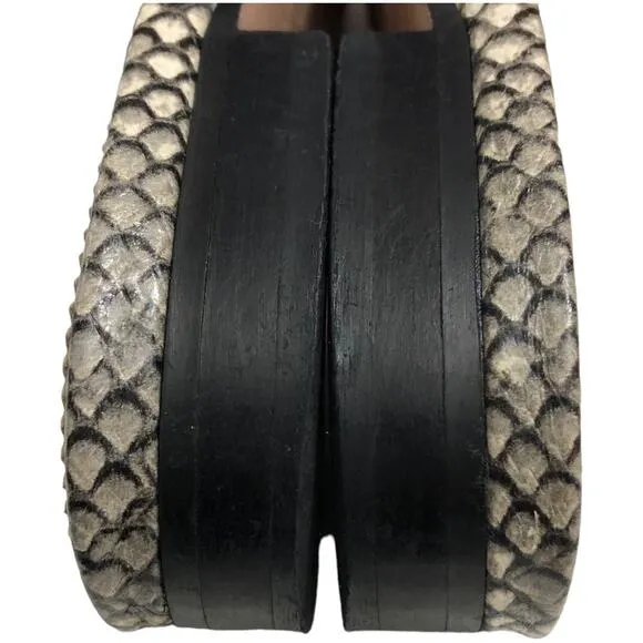 J Crew Academy Penny Loafer Mules in Snake Embossed Leather 6-1/2 EUC