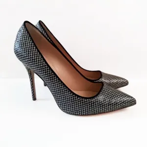 J. Crew Black and Silver Mesh Heels Women's Size 8.5