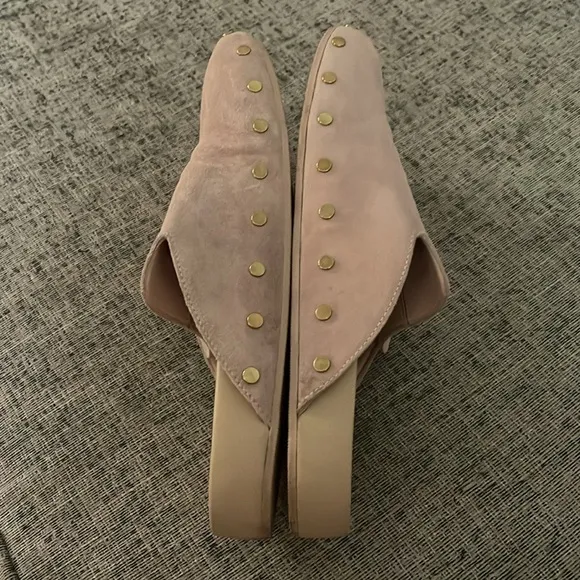 J Crew Calf Suede Almond Biscotti Pink Beige Studded Marlow Studs Clogs Size 11