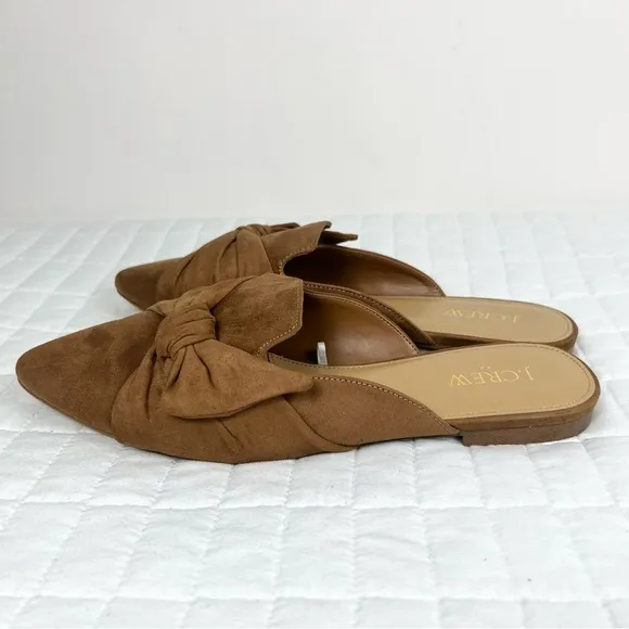 J. Crew Factory Suede Bow Mules in Brown Size 8 NWOB