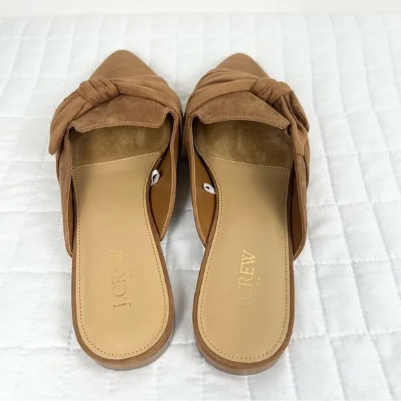 J. Crew Factory Suede Bow Mules in Brown Size 8 NWOB