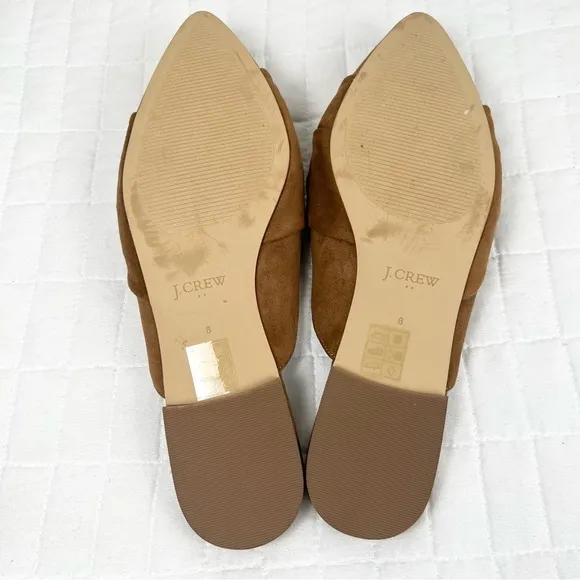 J. Crew Factory Suede Bow Mules in Brown Size 8 NWOB